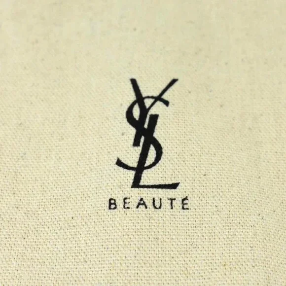 YSL Beige Cotton Drawstring Makeup Pouch Limited Edition Bag Yves Saint Laurent - Picture 5 of 7
